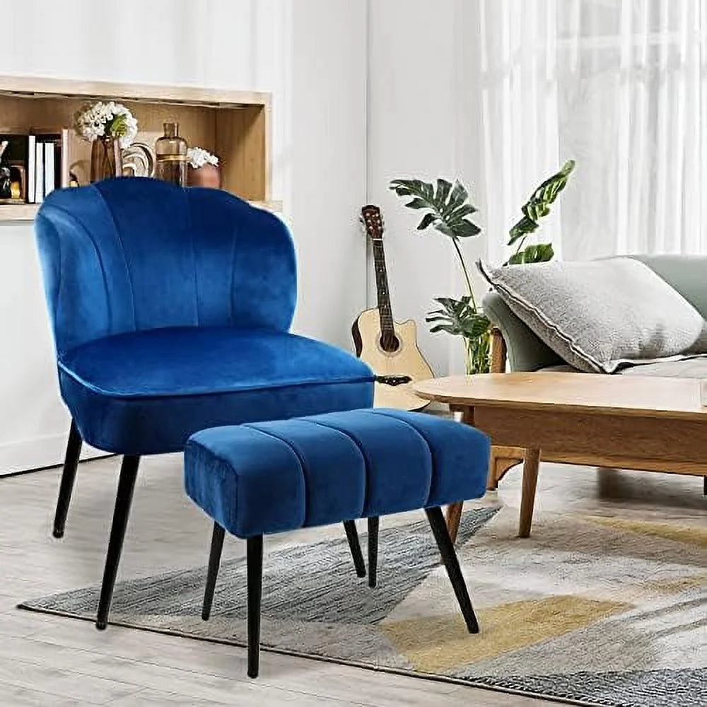 Velvet Accent Chair Set of 2 with Metal Legs F21480