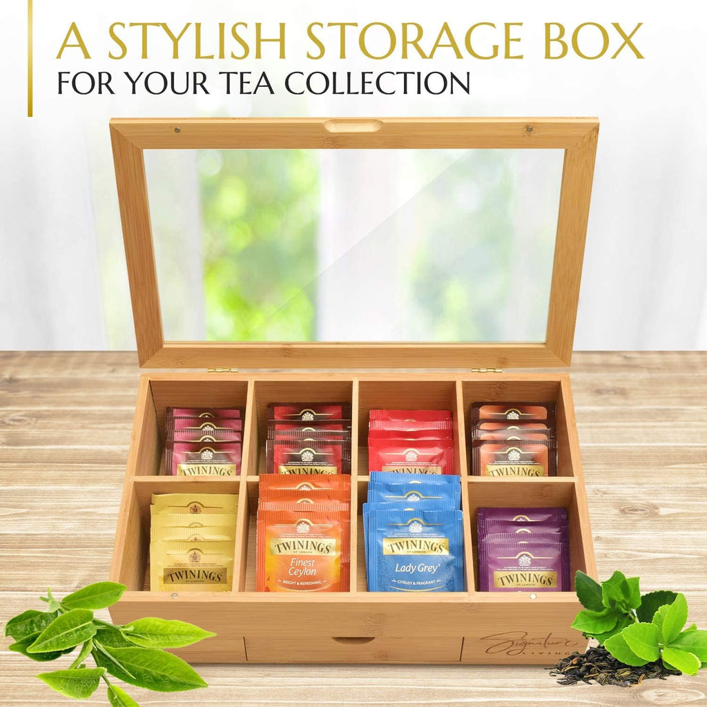 Bamboo Wooden Tea Box Organizer Storage with Drawer (8 Compartments) Y637126