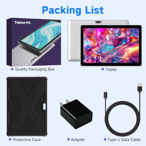 10.1 inch 4G LTE Tablet with SIM Card Slot, 64GB Storage, 1280x800 IPS, Dual Cameras D364693