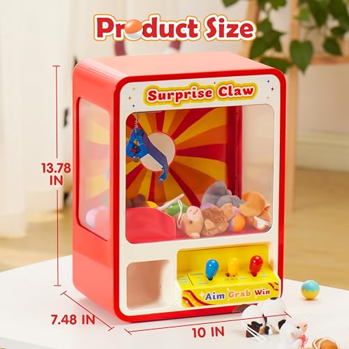 Claw Machine Arcade Toy with LED Light & Adjustable Sound, Rechargable Dispenser Toys Mini Vending Machine for Kids L74247