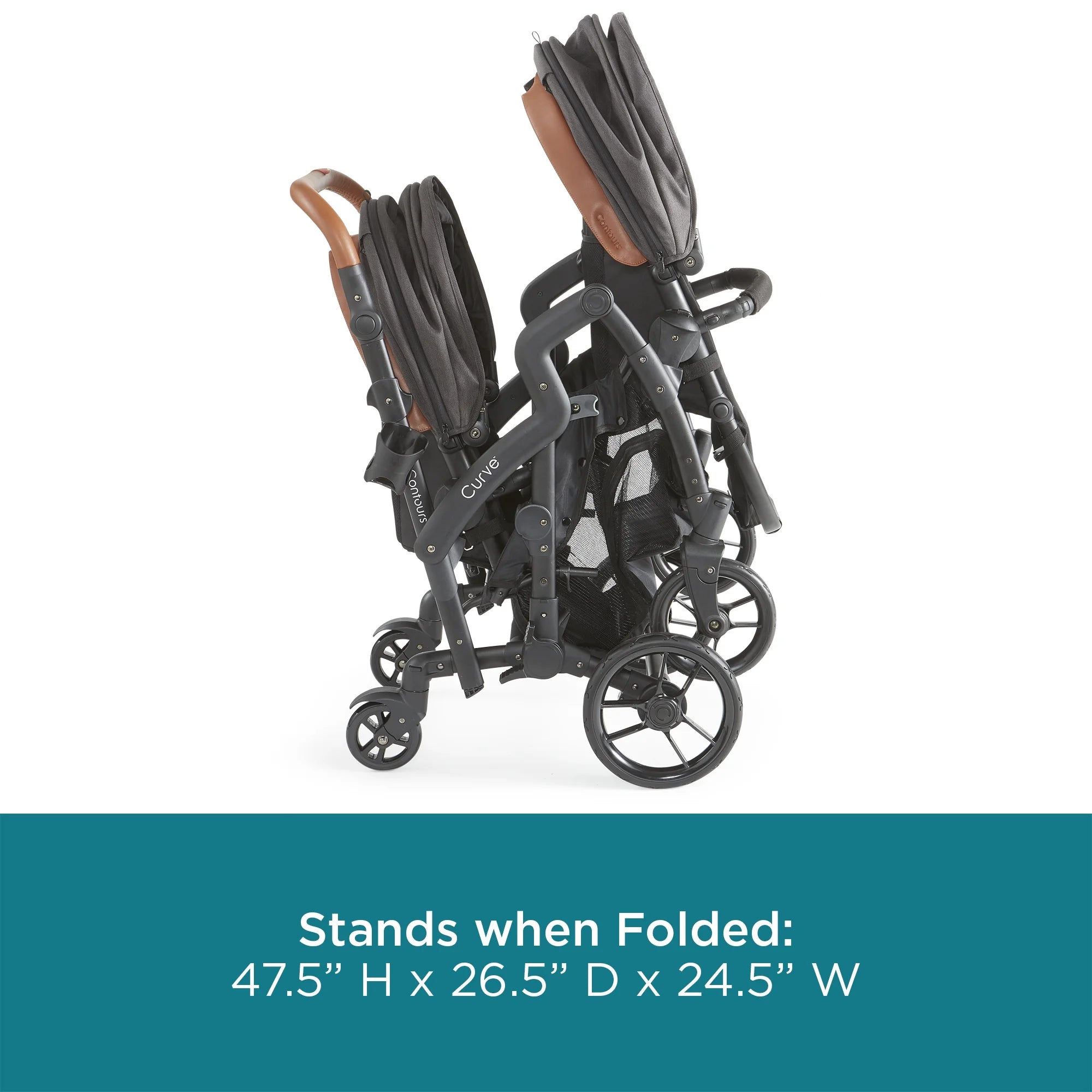 Black Herringbone Double Tandem Stroller T5605