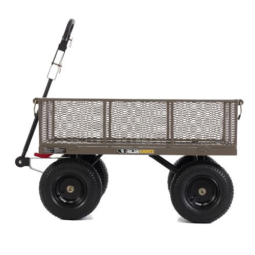 Gray Steel Utility Wagon with Removable Side Panels, 1200 lb Capacity, 39.45" x 22" Metal Mesh Bed V955