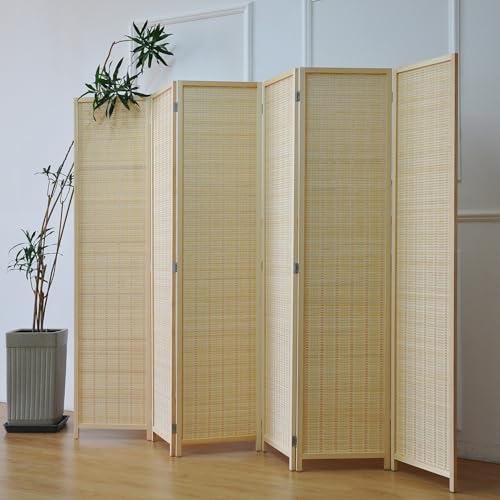 6 Panel Bamboo Room Divider, 67" H x 92.1" W H825
