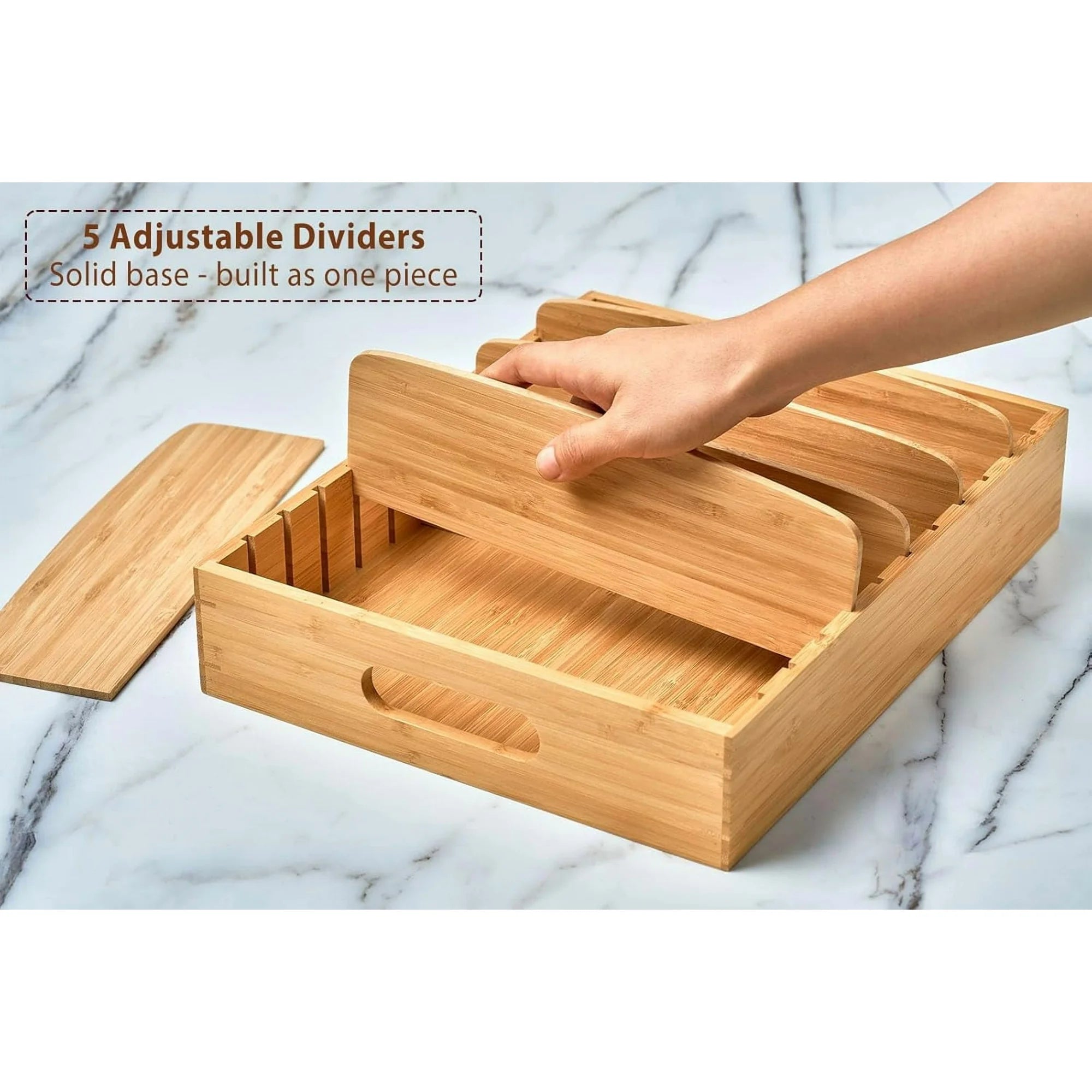 Bamboo Drawer Caddy with Adjustable Dividers J85034