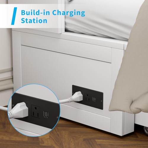 Grey Murphy Bed Cabinet with Tri-Folding Mattress K943