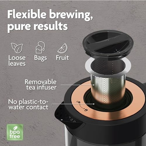 Electric Kettle with Tea Infuser, Temperature Control, 1.5 Liters, Midnight Blue P5216