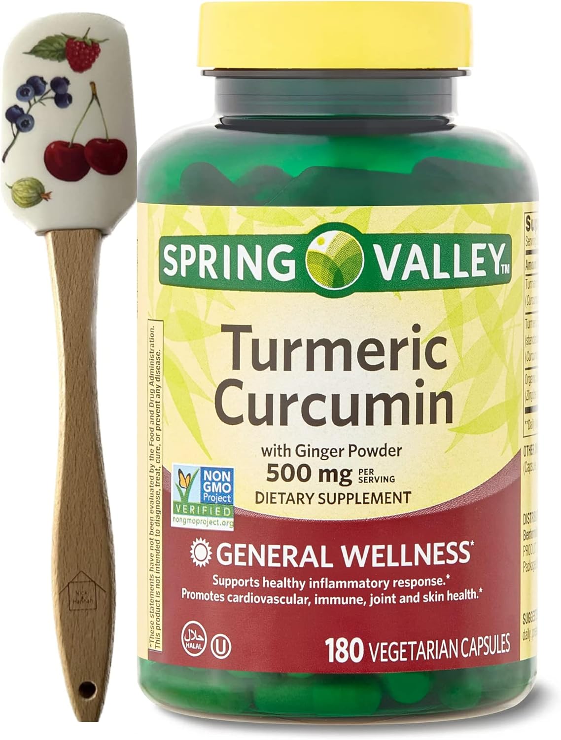 Turmeric Curcumin with Ginger Powder Dietary Supplement, 500 mg, 180 Count G460