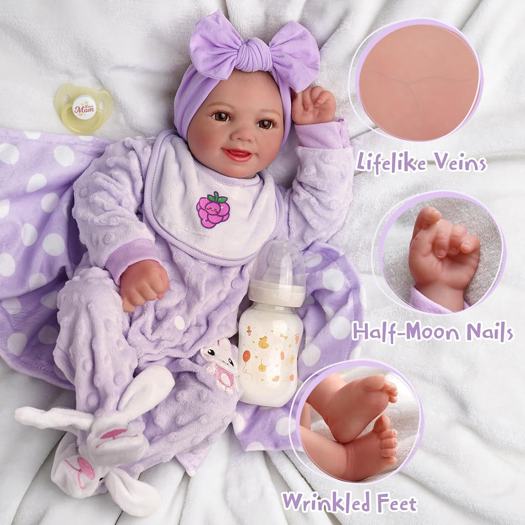 17 Inch Soft Body Reborn Baby Doll with Basket I28044