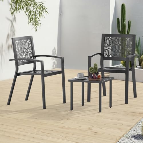 Peacock Blue Stackable Bistro Set with 2 Chairs and 1 Coffee Table P767570