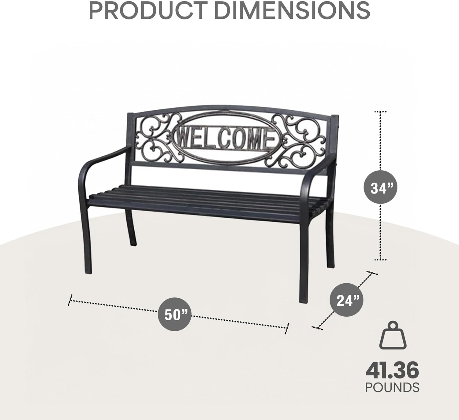 Black Powder Coated Steel Park Bench F356