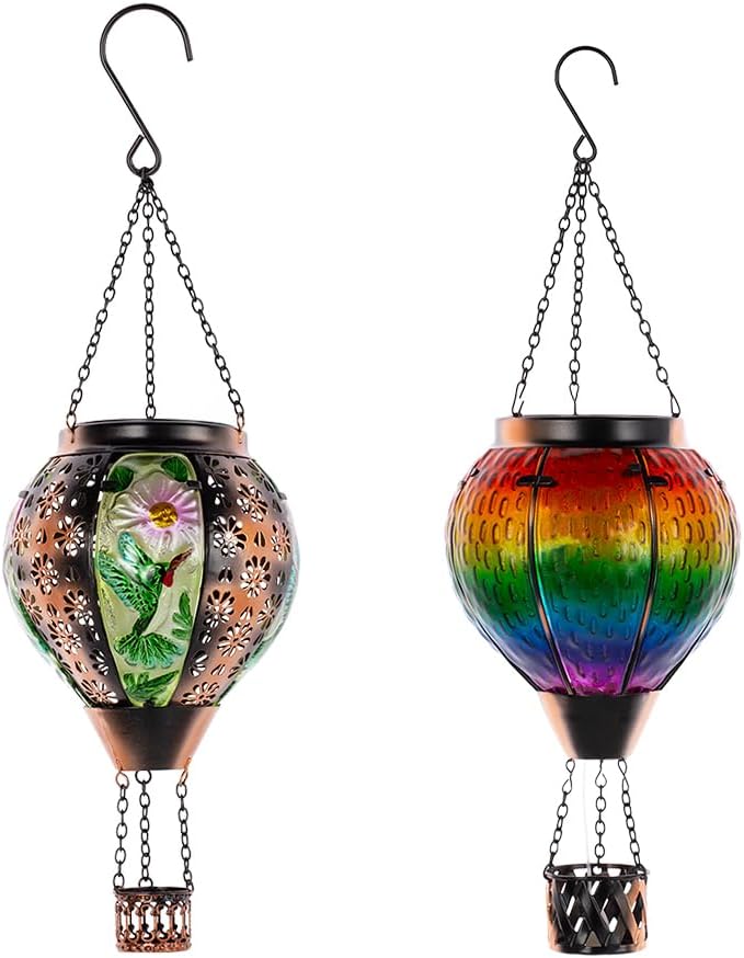 Metal & Glass Solar Lantern with Candle Holder L11465