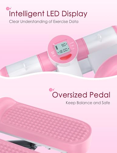 Mini Stepper with Resistance Bands, Adjustable Height Fitness Stepper Machine S401