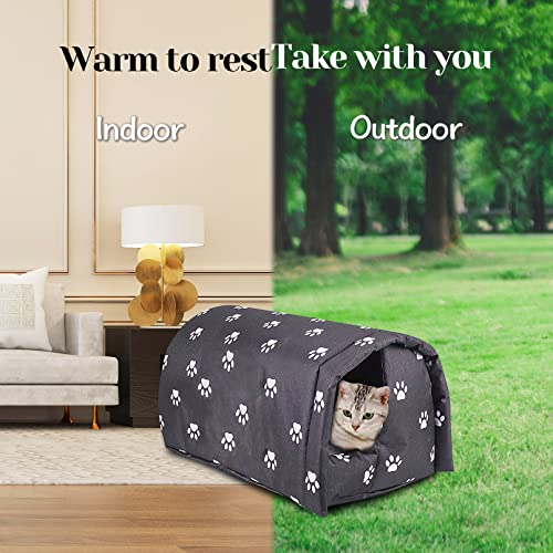 Waterproof Outdoor Cat House Black J94749