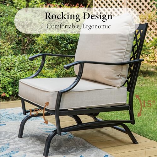 Navy Blue 4 Pcs Metal Outdoor Patio Furniture Set with 3-Seat Sofa, 2 Swivel Chairs, Coffee Table and Cushion N507