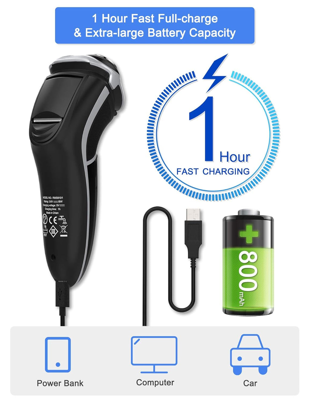Black 3D Rotary Electric Shaver Pack of 2 S5697