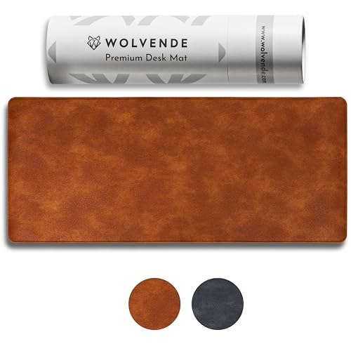 Distressed Faux Vegan Leather Desk Mat, Black/Grey, 12" x 36" F520