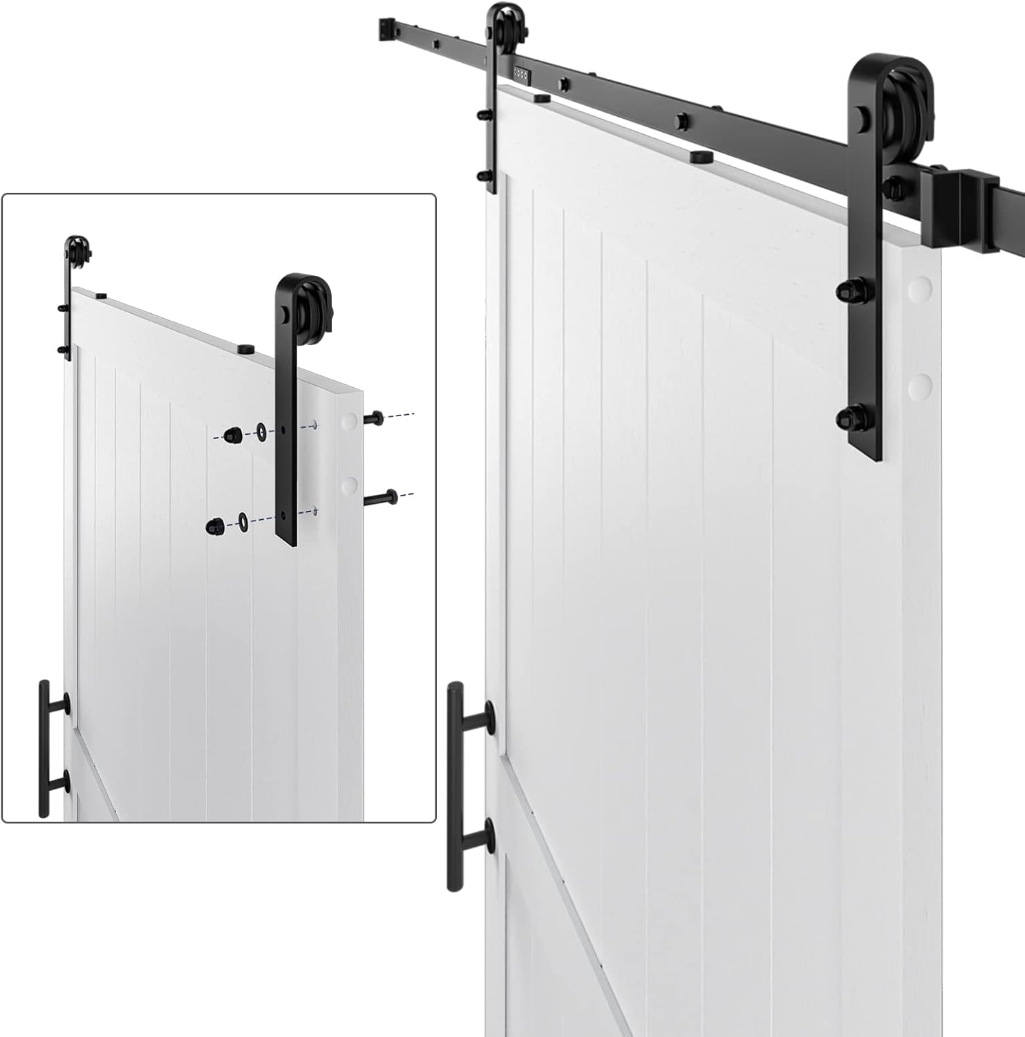 White MDF Sliding Barn Door with Hardware Kit O1940