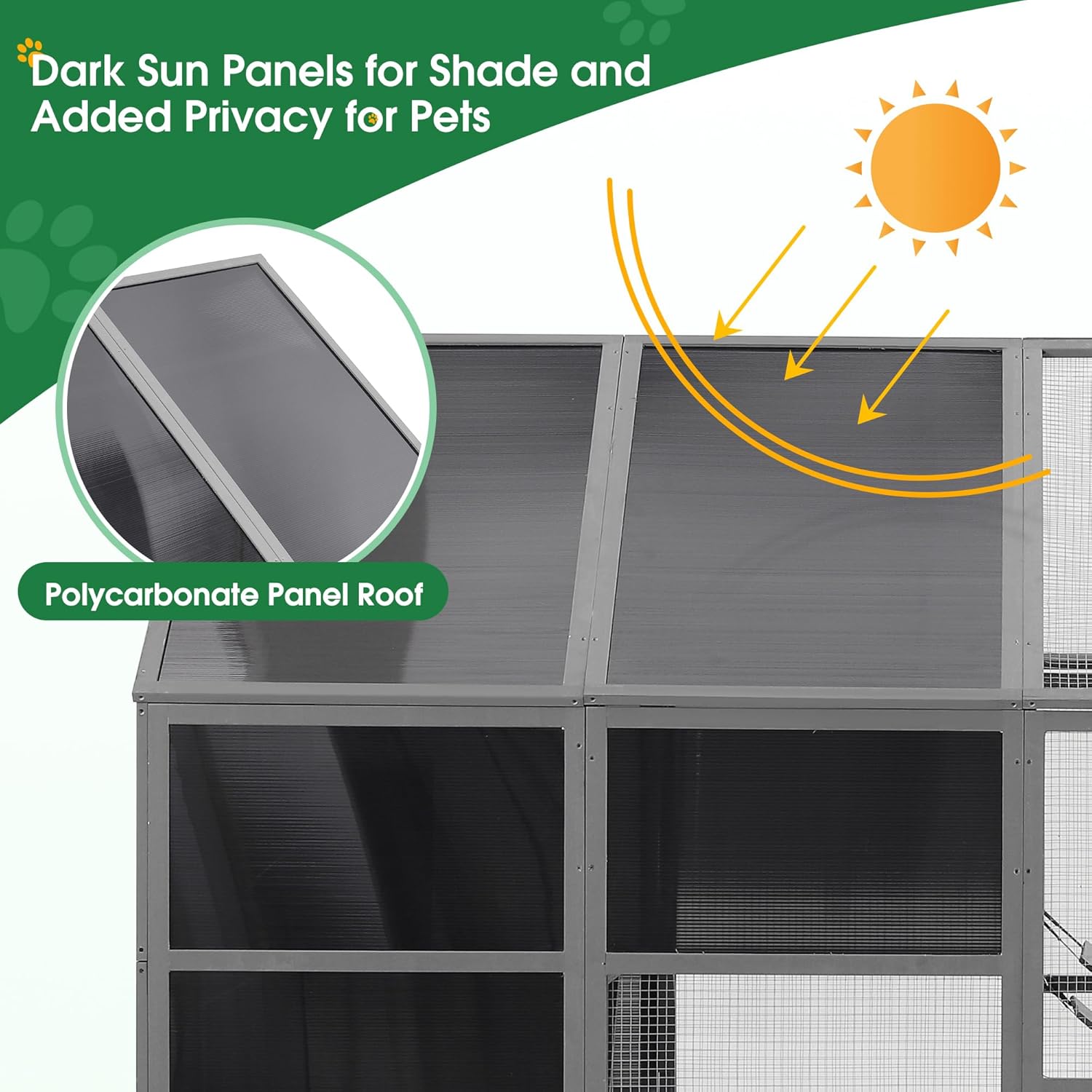 Large Cat Cage Outdoor Wooden Catio Enclosure Patio Cat Run House with Weatherproof Roof M79044