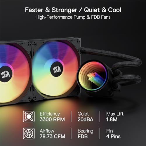 Liquid Cooling System CPU Water Cooler with 120mm PWM RGB Fans Q352257