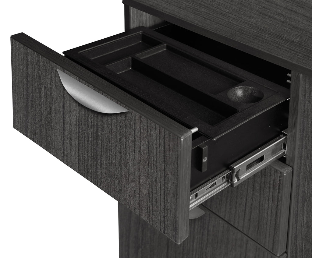 Ash Grey Bow Front Office Desk with Double Pedestal Drawer Unit B519392