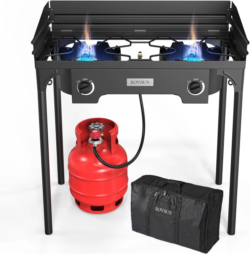 2 Burner Propane Gas Stove with Carrying Bag V399588