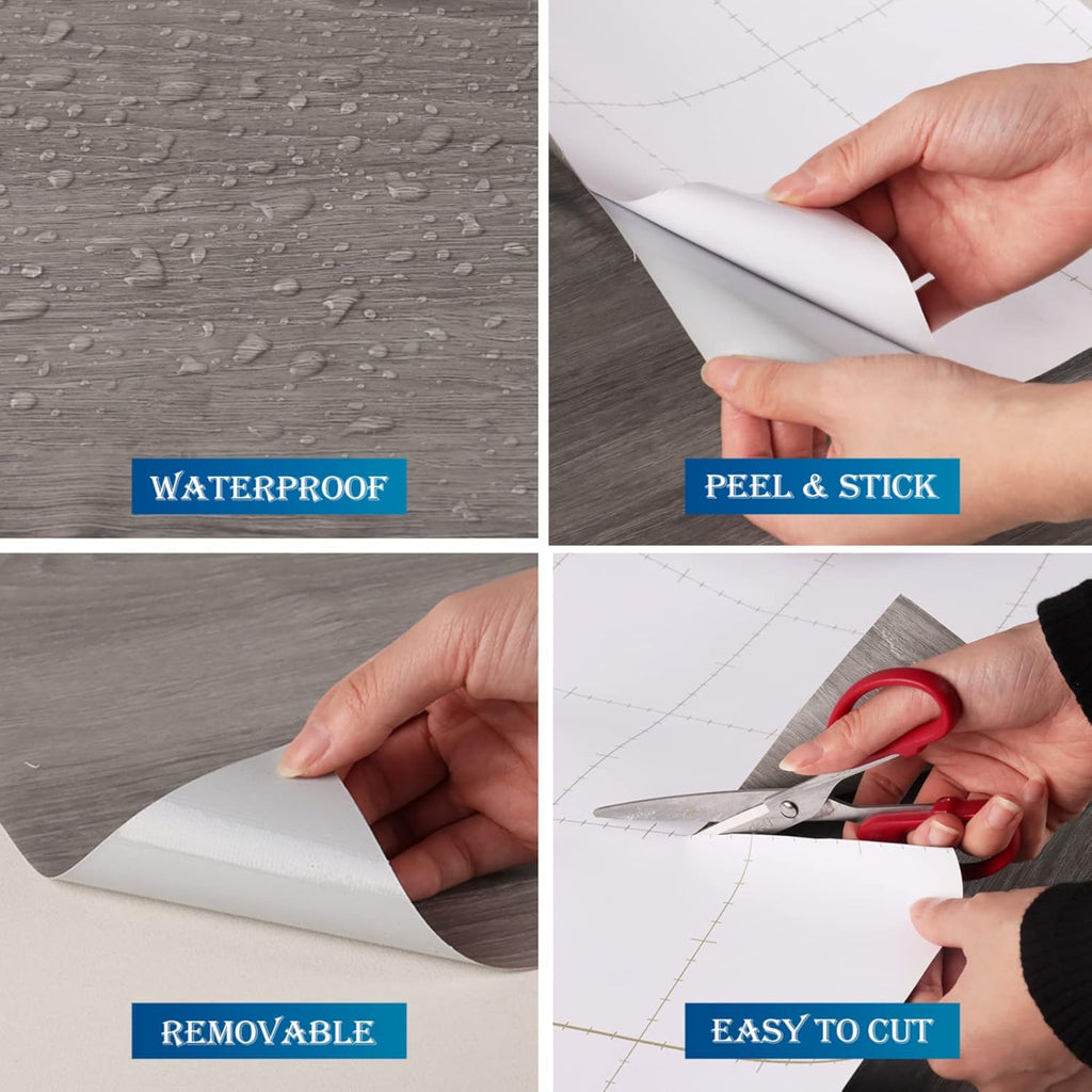24"x200" Thick Grey Wood Contact Paper O658717