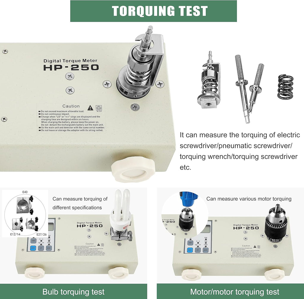 Digital Torque Meter Portable Torsion Meter Screw Driver Wrench Measure Tester Torque Testing Instrument With Calibration Certificate HP-250 Accessory A+B K817917