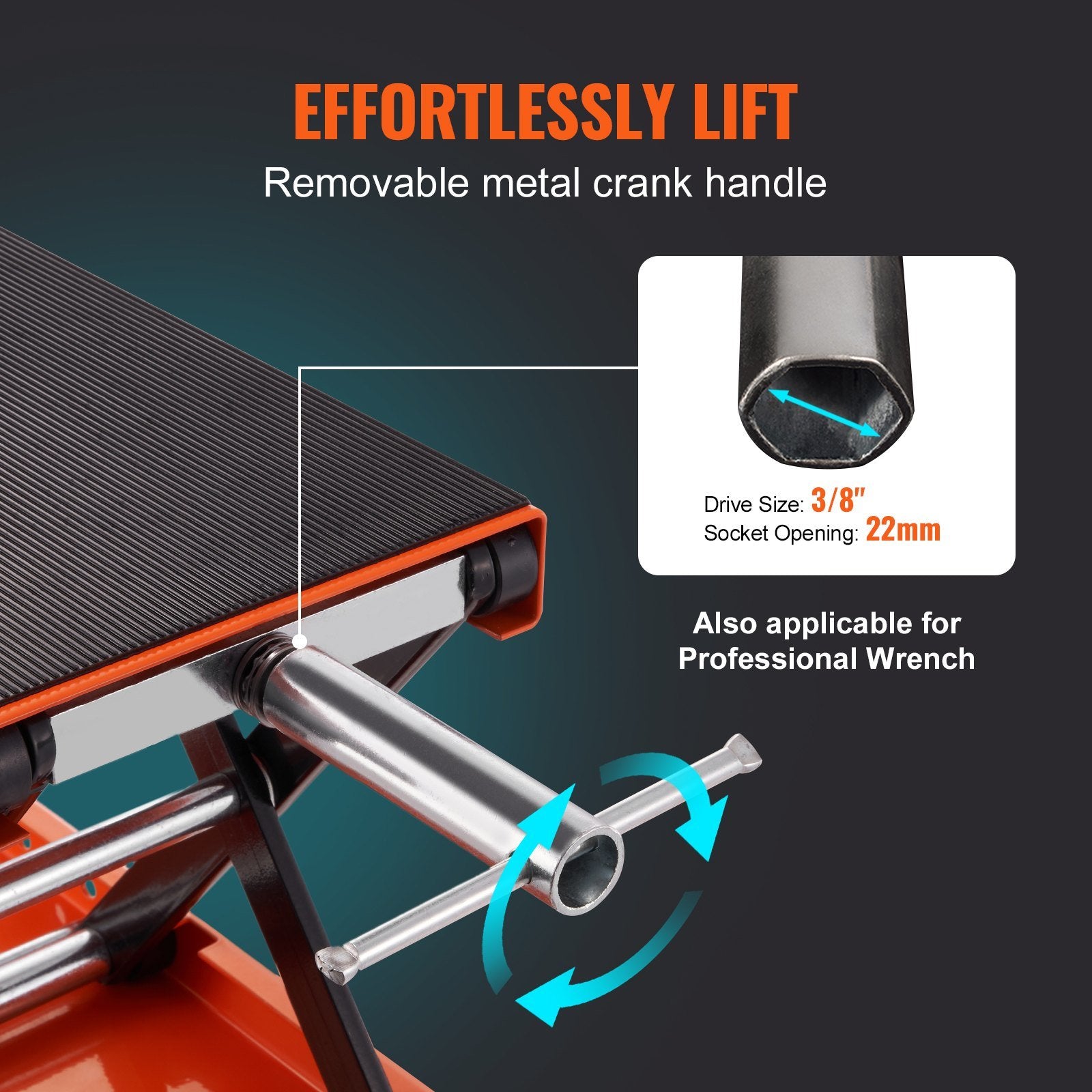 1100 lbs Motorcycle Scissor Lift Jack with Wide Deck & Safety Pin U104111