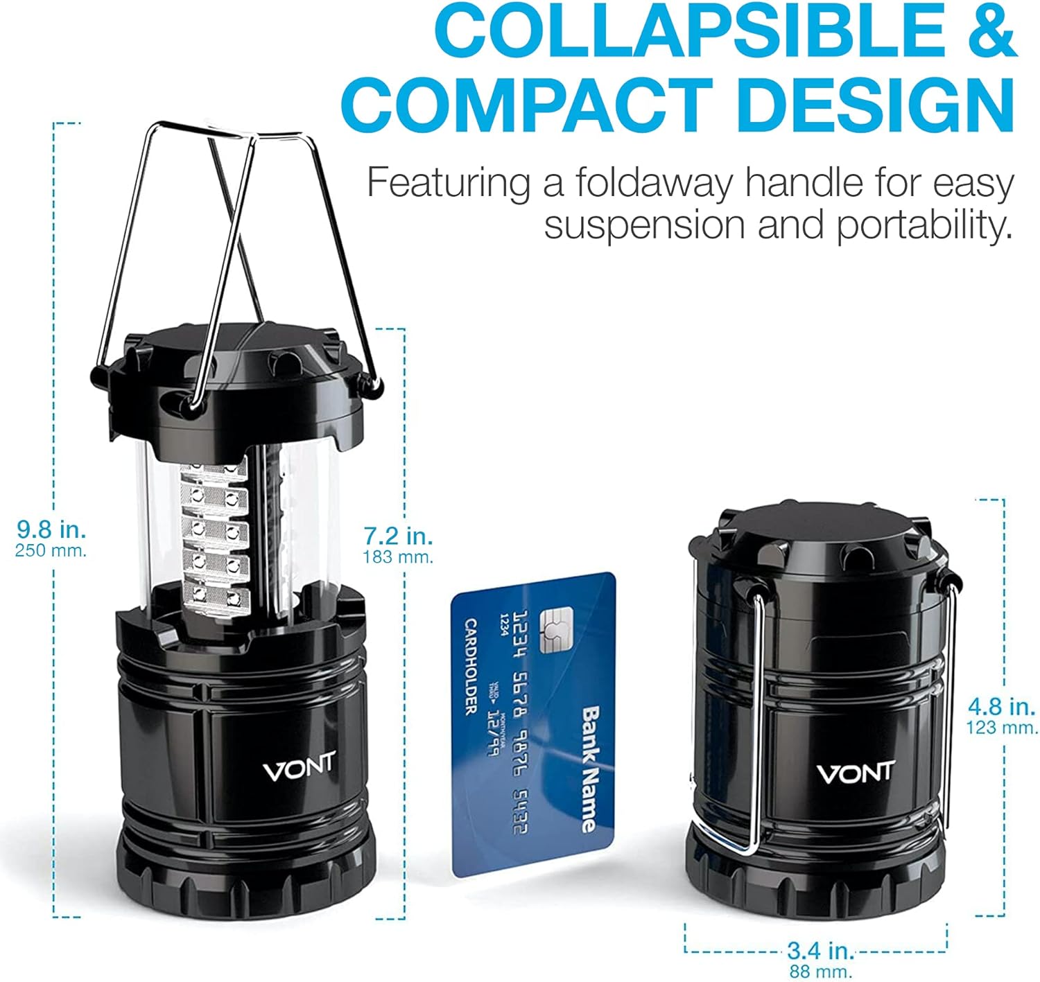 8 Pack Black Collapsible LED Camping Lantern C416