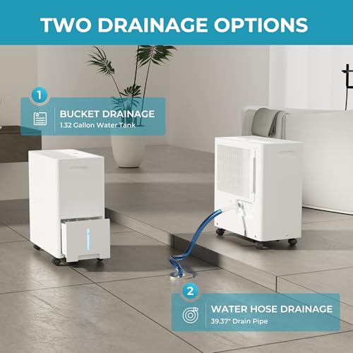 4500 Sq.Ft Energy Star Dehumidifier with Drain Hose, 50 Pint to 110 Pint Dehumidifier with 1.59 Gallon Water Tank E2371