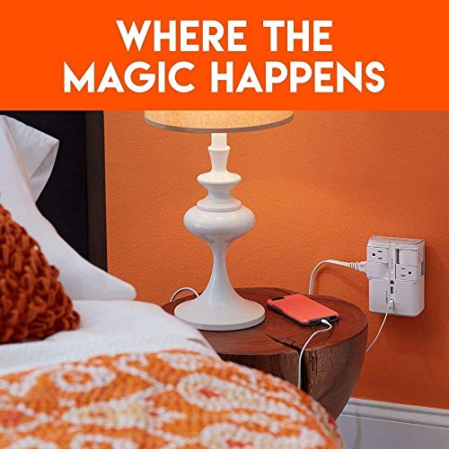 USB Wall Charger Surge Protector with 4 Pivoting AC Outlets & 2 USB Ports P10740