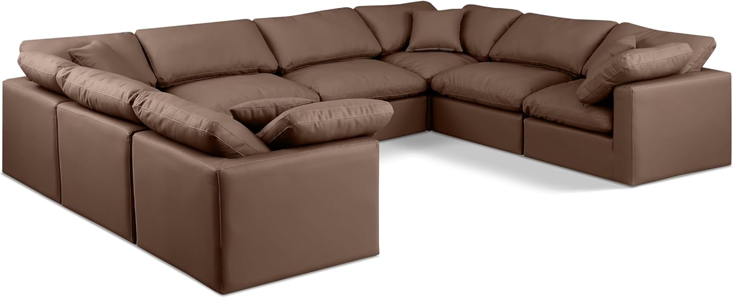 Brown Vegan Leather Sectional X557