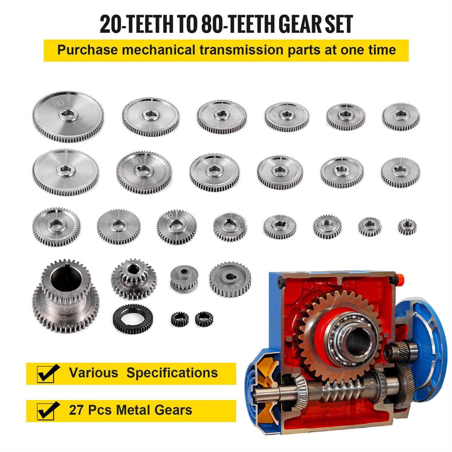 27PCS Metal Lathe Gears K282749
