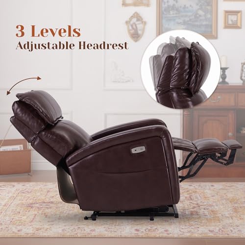 Leather Power Lift Recliner Chair with Heat & Massage C9645