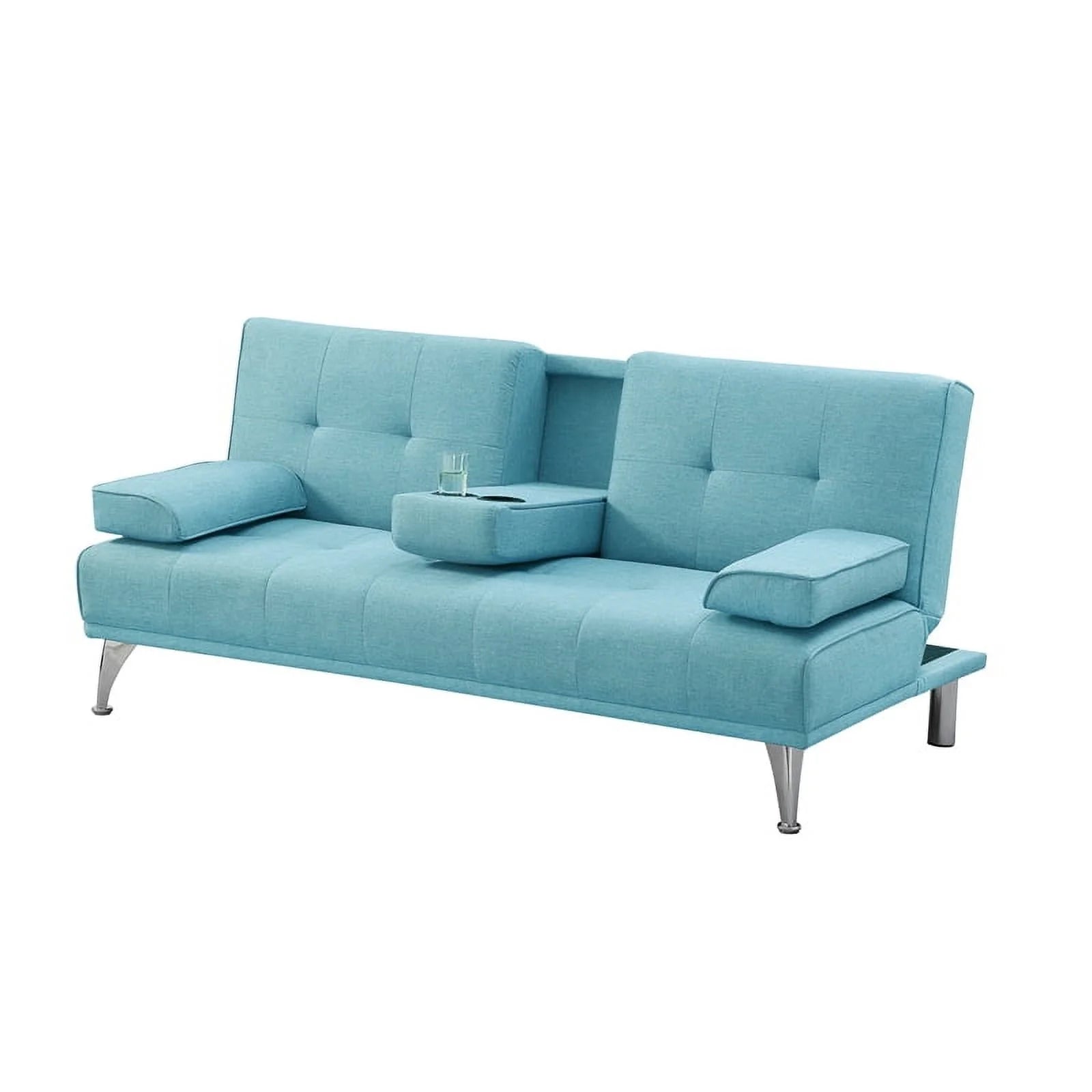 Sky Blue Fabric Upholstery Convertible Sofa Q5821
