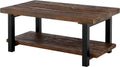 Rustic Industrial Metal and Solid Wood Coffee Table 42 in x 24 in x 18 in Brown E96563