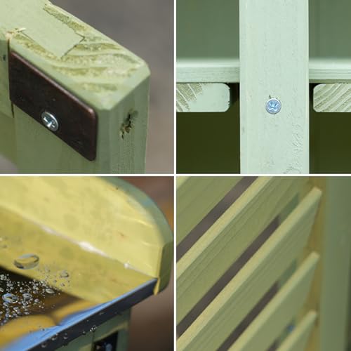 Green Outdoor Potting Bench with Metal Top and Wooden Storage Cabinet Z3664