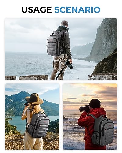 Black Expandable Camera Backpack with 15.6" Laptop Compartment P205