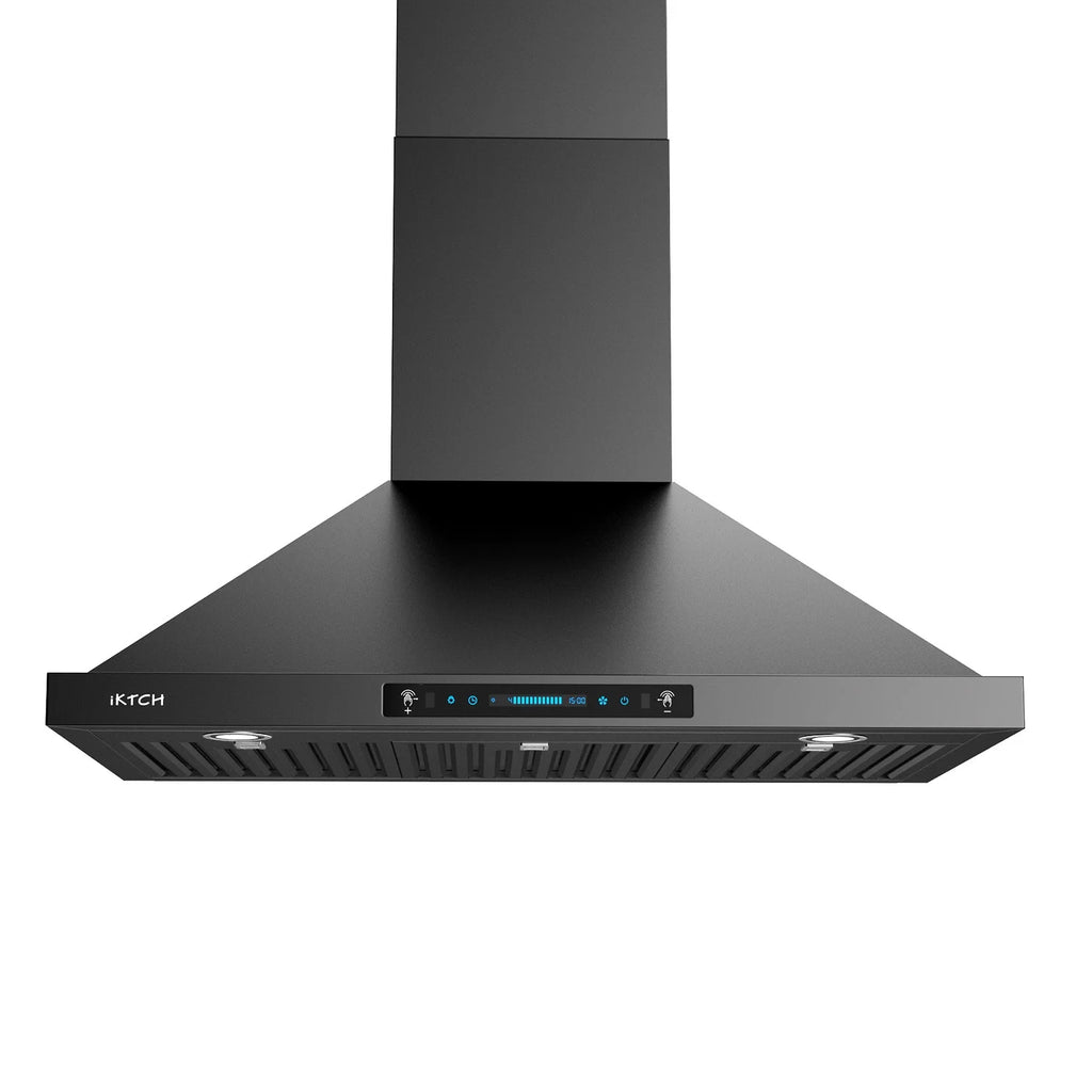 30 inch Black Wall Mount Range Hood with Stainless Steel Vent Hood T285