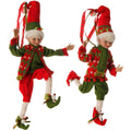 16x22 Red and Green Holly Posable Elf Set E1048