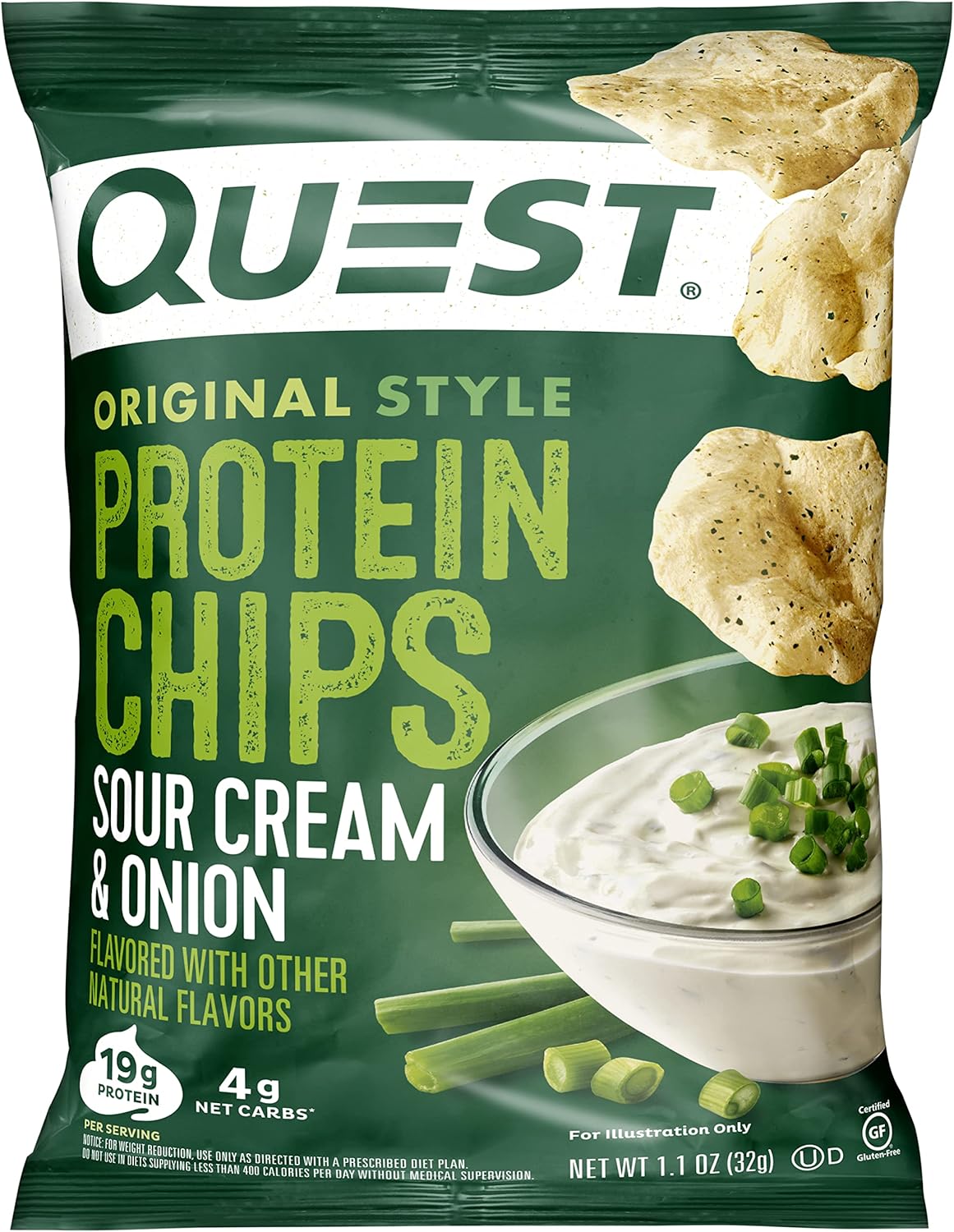 Protein Chips, Sour Cream & Onion, BBQ, 1.1 Ounce, Pack of 12 C2939