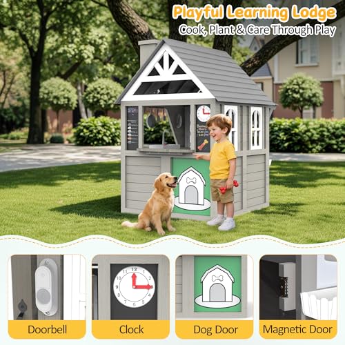 Gray Wooden Play House Playset with Kitchen Z275586
