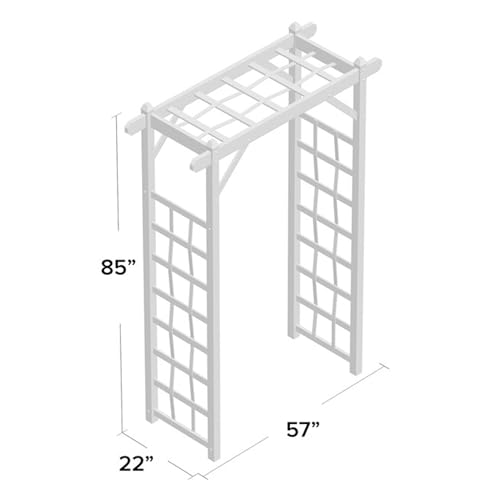 White 57 by 84 Inch PVC Garden Arbor X221693