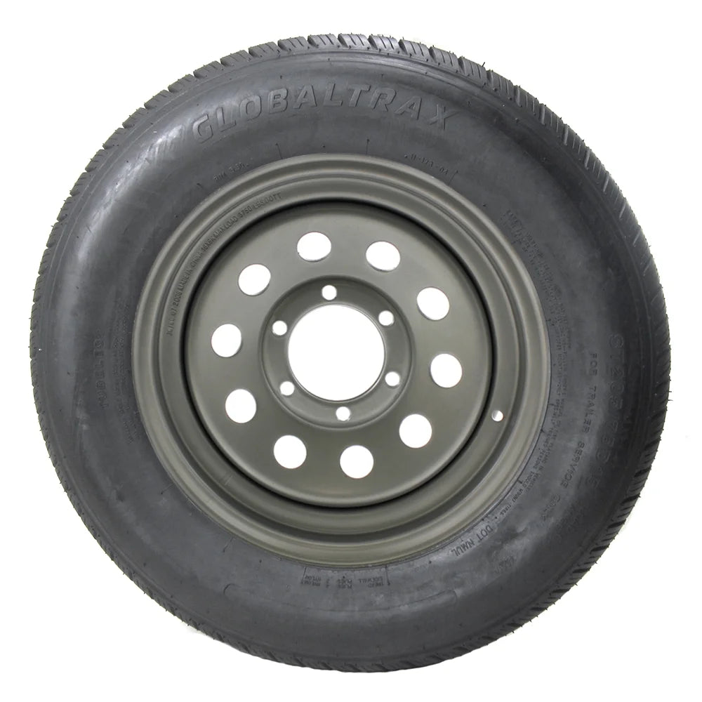 5 Bolt Silver Mod Wheel Trailer Tire O96398
