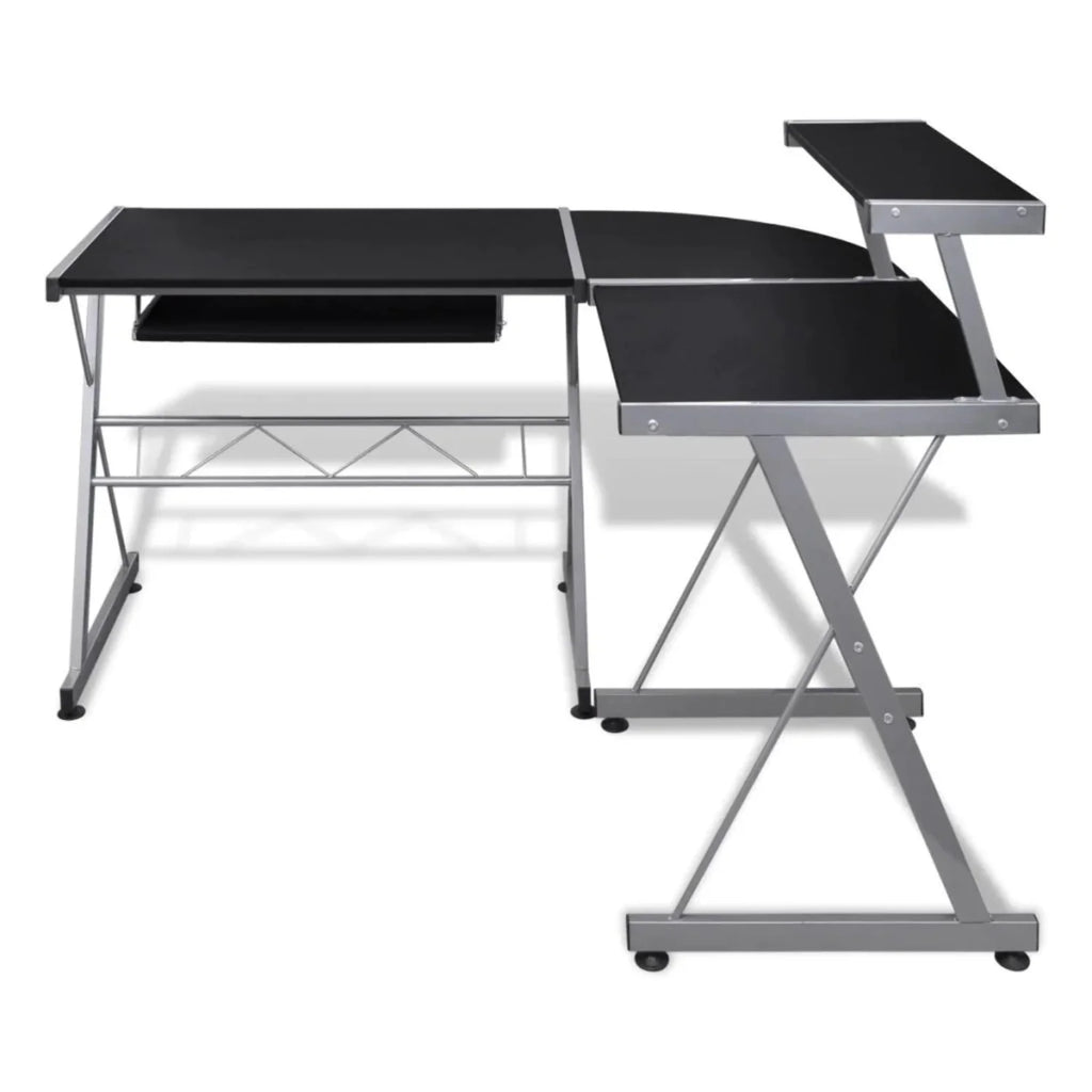 Black Computer Desk With Pull Out Keyboard Tray Y914225