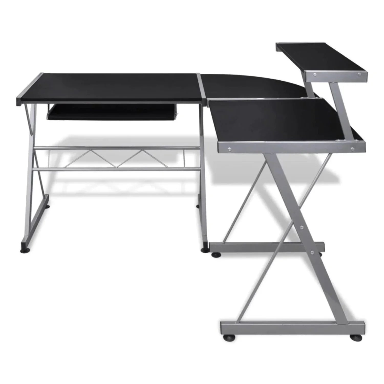 Black Computer Desk With Pull Out Keyboard Tray Y914225