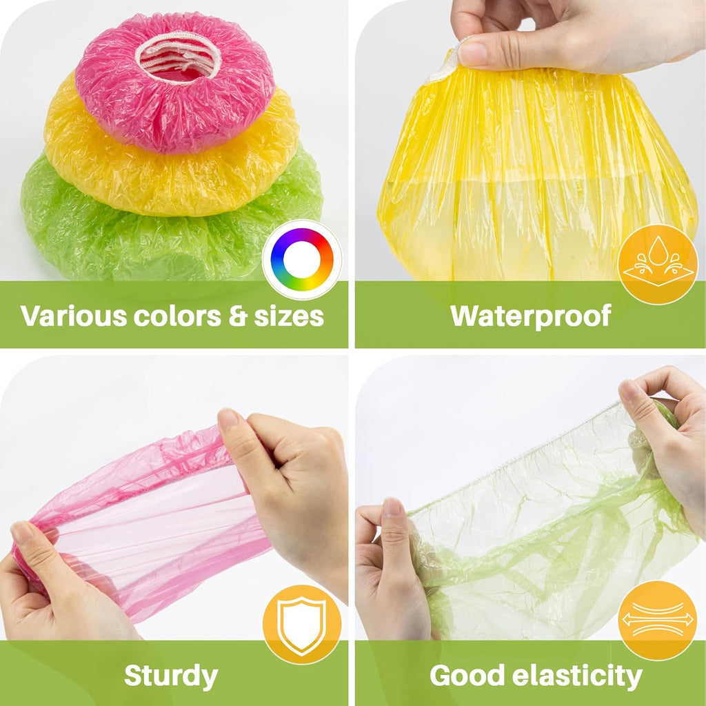 60 Pcs Reusable Elastic Plastic Bowl Covers B25559