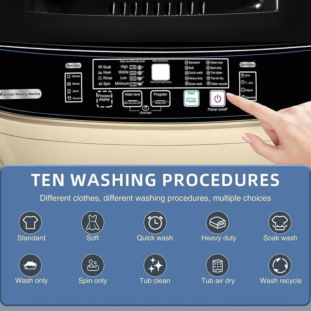 15.6Lbs Full Automatic Washing Machine with LED Display Y363