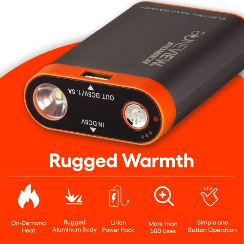 Electric Hand Warmer Power Bank with Flashlight, Rechargeable 9900-mAh Battery Pack A94059