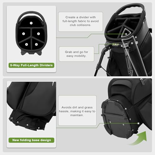 Lightweight Golf Stand Bag with 5 Way Full-Length Dividers and 8 Pockets I2233